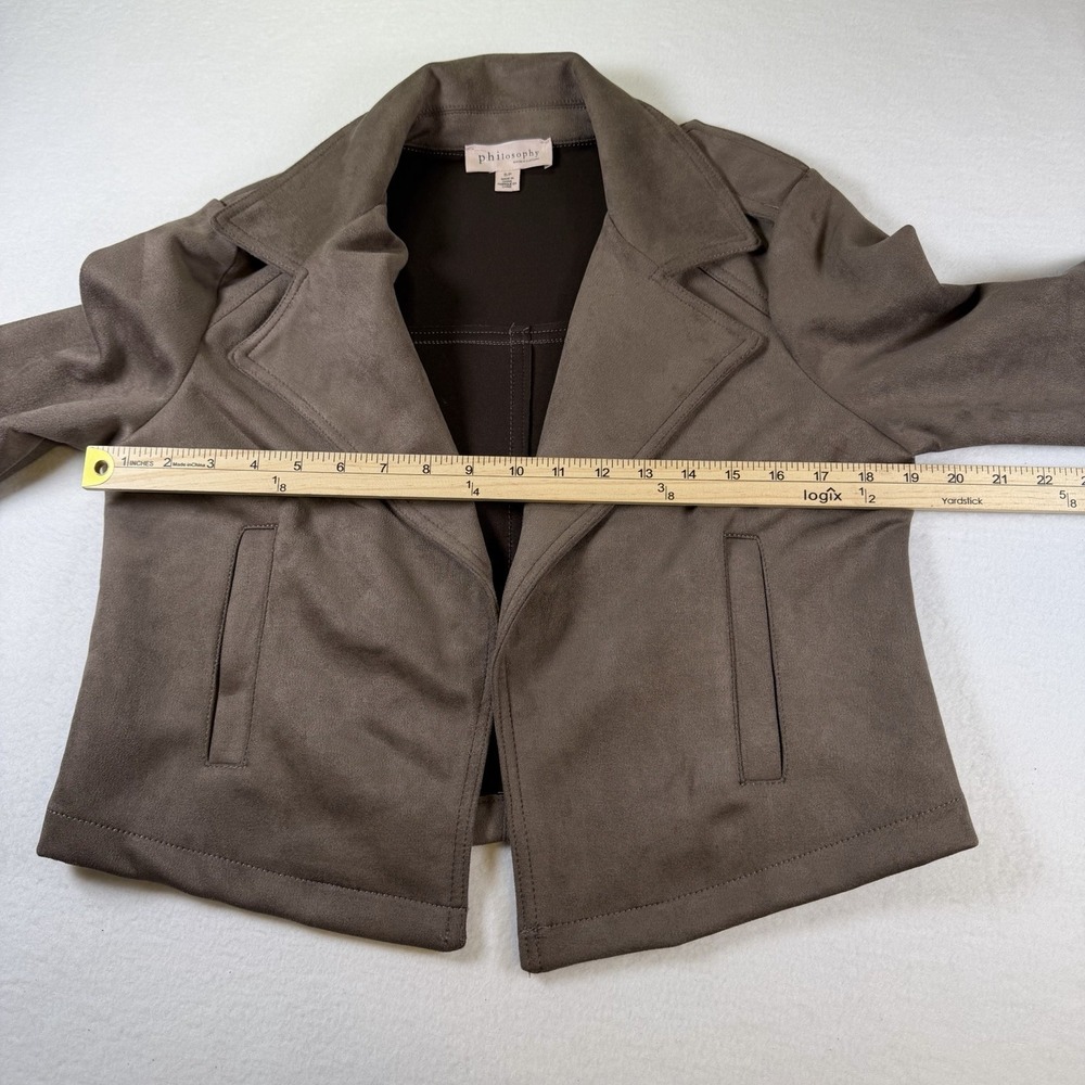 Philosophy Faux Suede Leather Taupe Jacket  Pre-Owned Small‎ - Picture 10 of 11